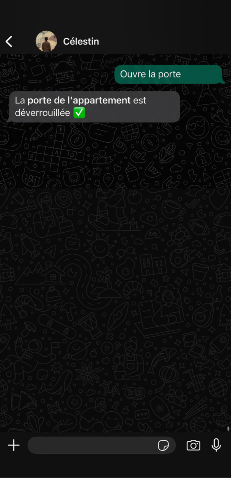 Interface WhatsApp Célestin